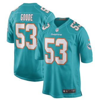 mens nike cameron goode aqua miami dolphins game player jers